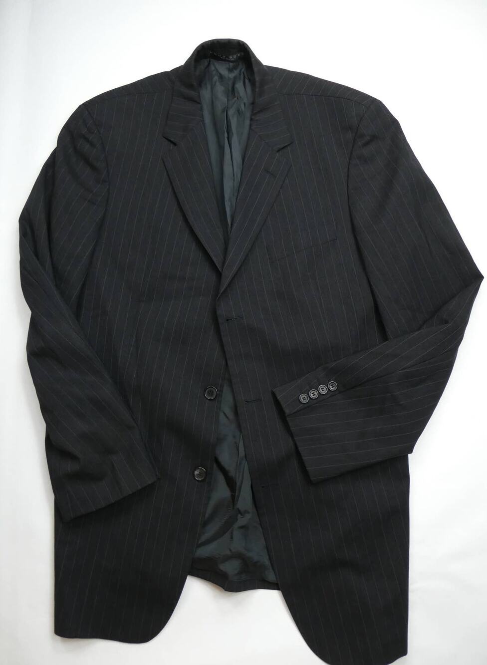 BOSS HUGO BOSS 44L sport coat, Made in USA, gray pinstripe